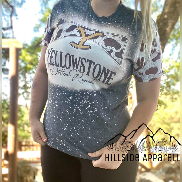 Yellowstone Dutton Ranch, Cow Sleeves Bleach Tee