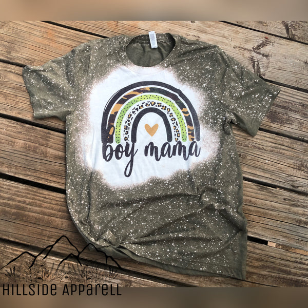 Boy Mama Rainbow Splatter Bleach Tee