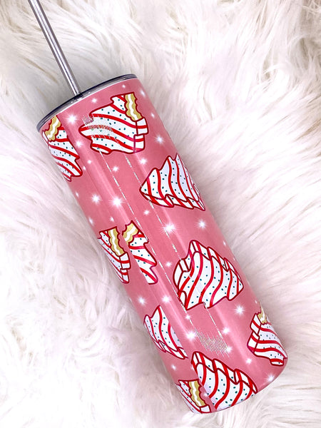 Pink Christmas Cake Tumbler